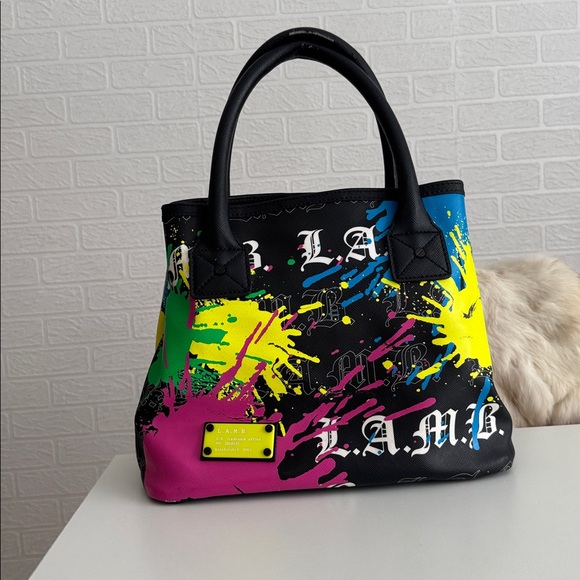 L.A.M.B. Black Graffiti Tote by Gwen Stefani - Picture 2 of 12
